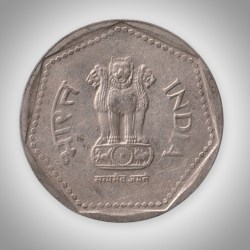 Alternative view of Rare 1 Rupee 1988 Wheat Ears Series Mumbai Mint Republic of India Coinage India Coin # A057