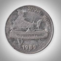 Rare 50 Paise 1989 Parliament House Republic India Noida Mint Coinage India Coin # A094
