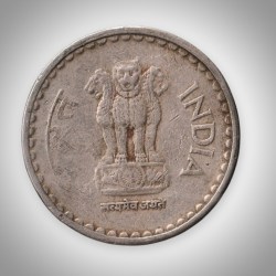 Alternative view of Rare 5 Rupees 2002 Republic India Bombay Mint Coinage India Coin # A160