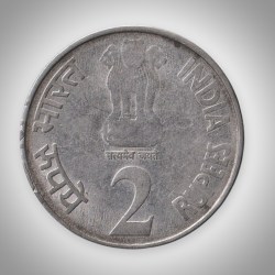 Alternative view of Rare 2 Rupee 2010 Reserve Bank of Calcutta Mint India Platinum Jubilee Republic India Coin # A306