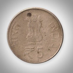 Alternative view of Rare 5 Rupee 2012 Shri Mata Vaishno Devi Shrine Board Noida Mint Republic of India Coin # A277