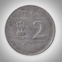 Alternative view of Rare 2 Rupee 2010 XIX Commonwealth Games Delhi Commemorative Calcutta Mint Republic India Coin # A307