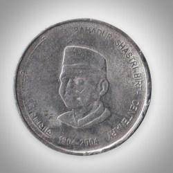 5 Rupees 150th Birth Anniversary of Lal Bahadur Sashtri1904-2004 Commemorative Coin Coinage of India Coin Kolkata Mint