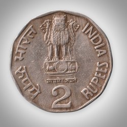 Alternative view of Extremely Rare 2 Rupee 1995 Agri Expo Globalizing Indian Agriculture Bombay Mint Republic India Coin # A308