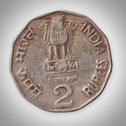 Alternative view of Extremely Rare 2 Rupee 1994 Water For Life World Food Day Hyderabad Mint Republic India Coin # A309