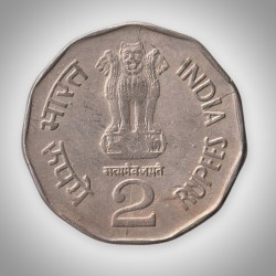 Alternative view of Extremely Rare 2 Rupee 1999 Chhatrapati Shivaji Republic India Hyderabad Mint Coinage Coin # A311