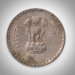 Alternative view of Rare 5 Rupees 1992 Republic India Hyderabad Mint Coinage India Coin # A129