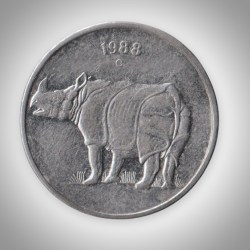 Rare 25 Paise 1988 C Mark Royal Canadian Mint of Ottawa, Canada Republic Coinage of India Coin