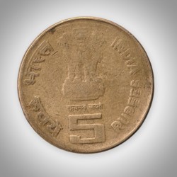 Alternative view of Rare 5 Rupees 2011 Rabindranath Tagore 150th Birth Anniversary Noida Mint Republic of India Commemorative Coin # A283