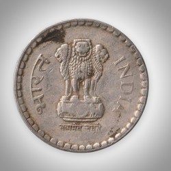 Alternative view of Rare 5 Rupees 1992 Republic India Calcutta Mint Coinage India Coin # A128