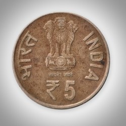 Alternative view of Rare 5 Rupees 2010 Comptroller & Auditor General of India Noida Mint Republic India Coin # A285