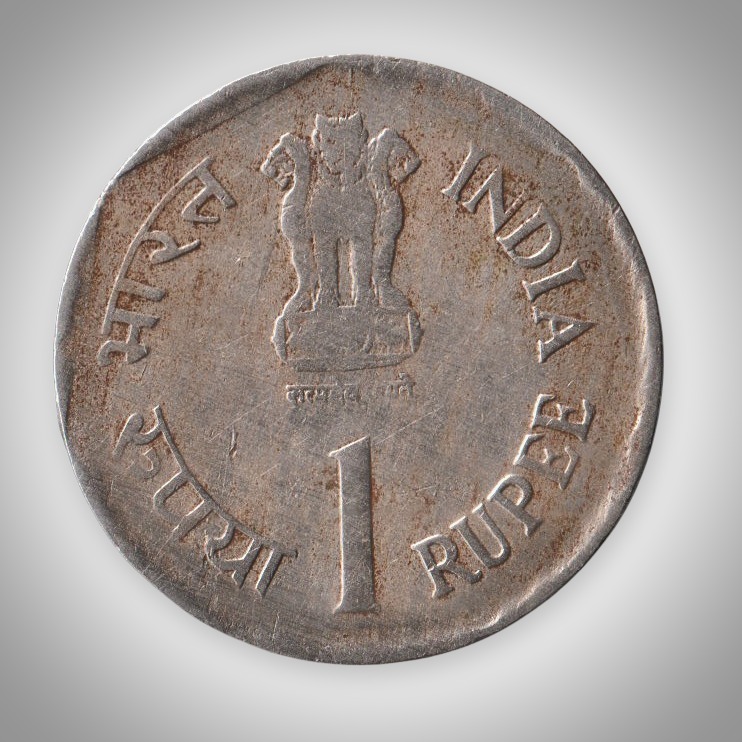 Extremely Rare 1 Rupee 1992 World Food Day Food and Nutrition Calcutta Mint Die Crack Error Republic India Coin # A315