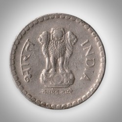 Alternative view of Rare 5 Rupees 2002 Republic India Noida Mint Coinage India Coin # A162