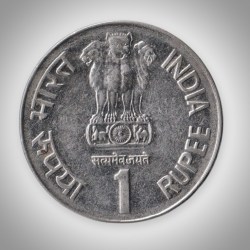 Alternative view of Rare 1 Rupee 1995 8th World Tamil Conference Saint Thiruvalluvar Noida Mint Republic India Coin # A320