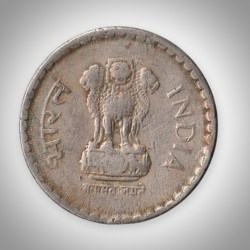 Alternative view of Rare 5 Rupees 1996 Republic of India Calcutta Mint Coinage India Coin # A136