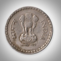 Alternative view of Rare 5 Rupees 1995 Republic of India Calcutta Mint Coinage India Coin # A135