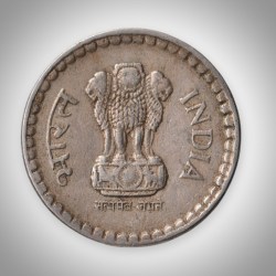 Alternative view of Rare 5 Rupees 1993 Republic of India Calcutta Mint Coinage India Coin # A131