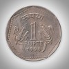 Rare 1 Rupee 1990 Wheat Ears Definitive Calcutta Mint Coinage of Republic India Coin # A081