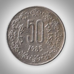 Rare 50 Paise 1985 Republic India Foreign Mint Coinage India Coin # A008
