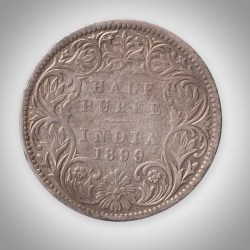 Rare Half Rupee 1899 Queen Victoria Empress Silver Bombay Mint Coinage of British India Coin # A178