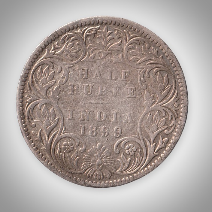 Rare Half Rupee 1899 Queen Victoria Empress Silver Bombay Mint Coinage of British India Coin # A178