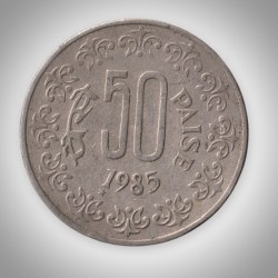Rare 50 Paise 1985 Republic India Taegu (Korea) Mint Coinage India Coin # A070