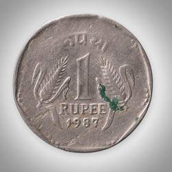 Rare 1 Rupee 1987 Republic of India Calcutta Mint Coinage India Coin
