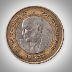 Rare 10 Rupees 2008-2009 Homi Bhabha Birth Centenary Year Bombay Mint Republic India Coin # A301