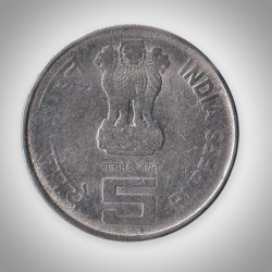 Alternative view of Rare 5 Rupee ONGC Celbration Of 50 Year Republic of India Calcutta Mint Coinage India Coin