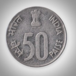 Alternative view of Rare 50 Paise 1989 Parliament House Republic India Noida Mint Coinage India Coin # A094