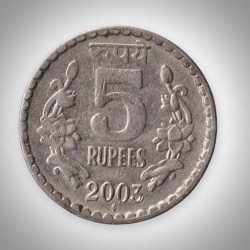Rare 5 Rupees 2003 Lotus Design Bombay Mint Coinage of Republic India Coin # A163