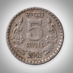 Rare 5 Rupees 2002 Republic India Bombay Mint Coinage India Coin # A160