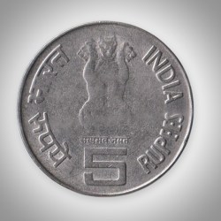 Alternative view of 5 Rupees Mahatma Basaveshewara Commemorative Coin Coinage of India Coin  Mumbai Mint