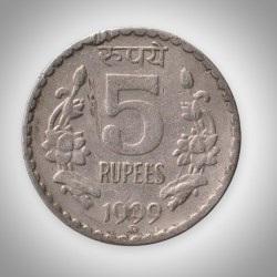 Rare 5 Rupees 1999 Republic India Foreign Mint Coinage India Coin # A149