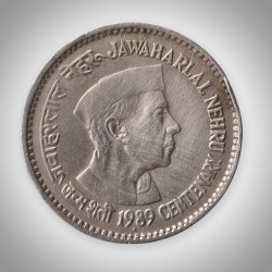 Rare 1 Rupee 1989 Jawaharlal Nehru Centenary Bombay Mint Republic of India Coin # A314