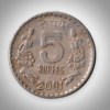 Rare 5 Rupees 2001 Republic of India Calcutta Mint Coinage India Coin # A156