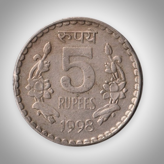 Rare 5 Rupee 1998 Republic India Calcutta Mint Coinage India Coin # A142
