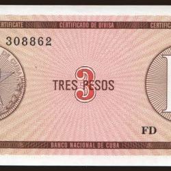 Cuba 1980s 3 Peso World Banknote Gem Unc UNC Unique and Rare