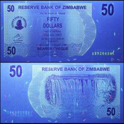 Alternative view of Zimbabwe 50 Dollars Bearer Cheque 2006 P41 UNC Unique and Rare